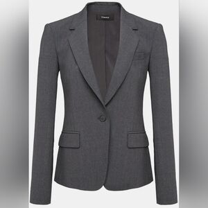 Theory Women'S Grey One Button Long Sleeve Slim Fit Blazer Size 6